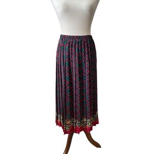 Elegant Geometric Maxi Skirt - Red and Black